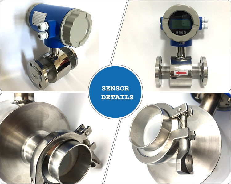 metro de flujo electromágnetico higiénico magnético sanitario 3A para la industria alimentaria de la bebida de la cerveza de la leche