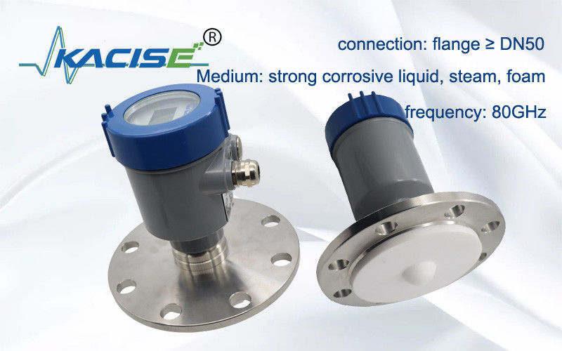 Transmisor de nivel por radar Kacise de 80 GHz con salida Modbus RS485 para medición de nivel de rango de 100 m