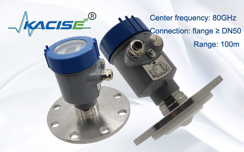 Sensor de nivel de radar KACISE OEM de 80 GHz con salida de 4-20 mA y protección IP67 para medición de alto nivel
