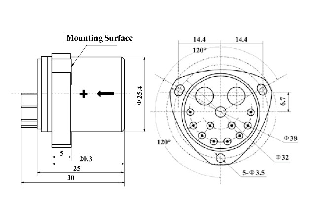 Detector de acelerómetro de alta precisión con sesgo ≤ 5 mg y factor de escala 1,2 1,6 mA/G