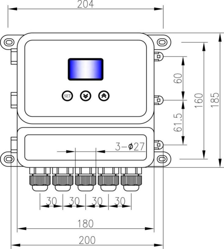 IP65 0-99999.99m3/h Medidor de flujo ultrasónico con material de concha dividida ABS POM