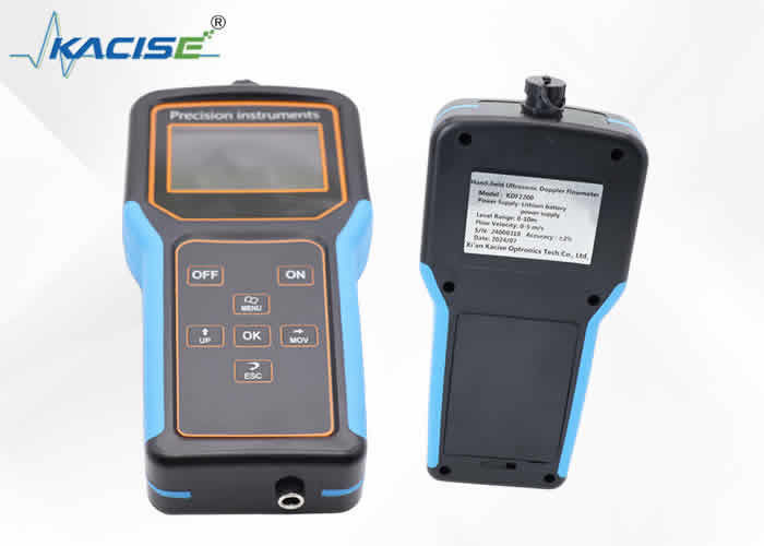 Medidor de flujo Doppler portátil con grado de protección IP65/IP67, función de almacenamiento de datos y batería de litio recargable de 12 V