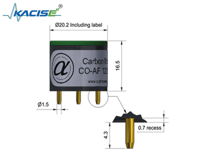 Sensor de monóxido de carbono CO-AF/CO-AF+ con sensibilidad de 55 a 90, tiempo de respuesta < 25 y rango de 5000