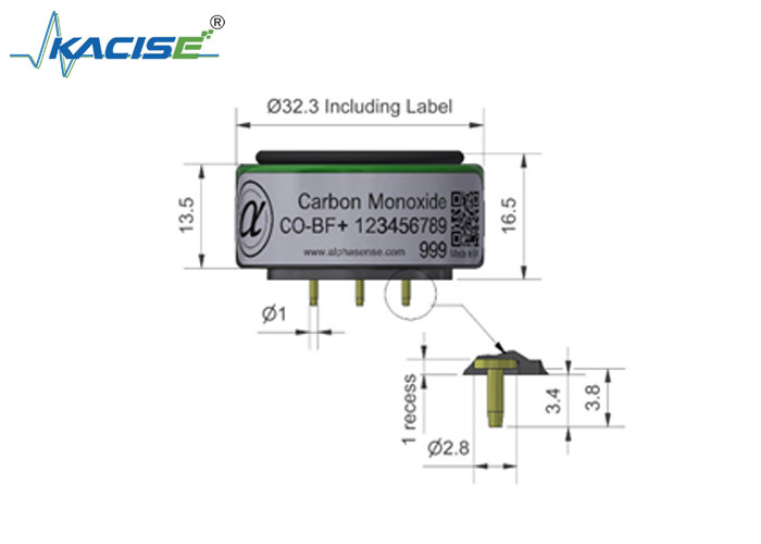 Tiempo de respuesta del sensor de monóxido de carbono CO-BF/CO-BF 25 Resolución 0,5 para el sector industrial