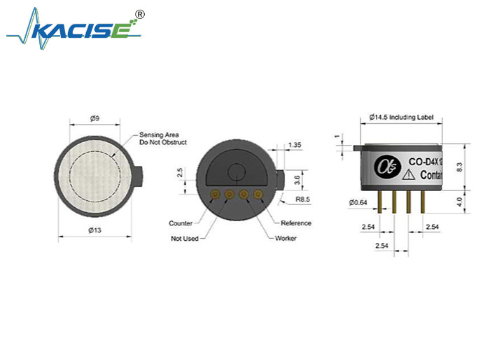 Tiempo de respuesta rápido 25 Sensor de monóxido de carbono CO-D4X Sensibilidad de tamaño en miniatura 18-45