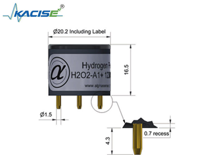 Sensor de peróxido de hidrógeno H202-A1/H202-A1+ con sensibilidad de 50 a 90, tiempo de respuesta < 25 y rango de 2000