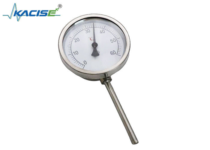 Termómetro bimetal de acero inoxidable 304/316 con longitud de tallo personalizable y certificación EN 13190 o ASME B40.3