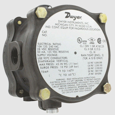 Interruptor de presión diferencial a prueba de explosión de Dwyer (modelos 1950G-0-B-120-NA y 1950G-00-B-240)