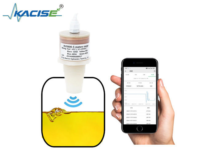 Medidor de nivel de agua ultrasónico inteligente PVDF 5m 5V RS485 Sensor de nivel de líquido de salida KUS600