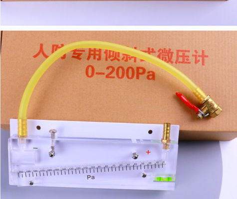 Manómetro de presión negativa de tubo inclinado con rango de 0 a 200 Pa ± 0,5% de precisión para ingeniería de incendios