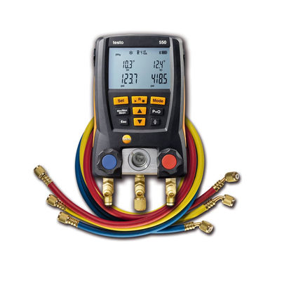 Kit de colector de refrigerante digital Testo 550 con conectividad Bluetooth 60 perfiles de refrigerante y diseño resistente
