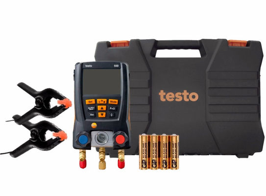 Kit de colector de refrigerante digital Testo 550 con conectividad Bluetooth 60 perfiles de refrigerante y diseño resistente
